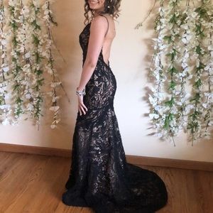 Zoey Grey | Dresses | Chic Blacknude Lace Prom Dress From Zoey Grey